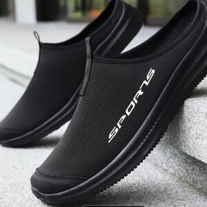 > Men's Black Sports Slip-On Shoes